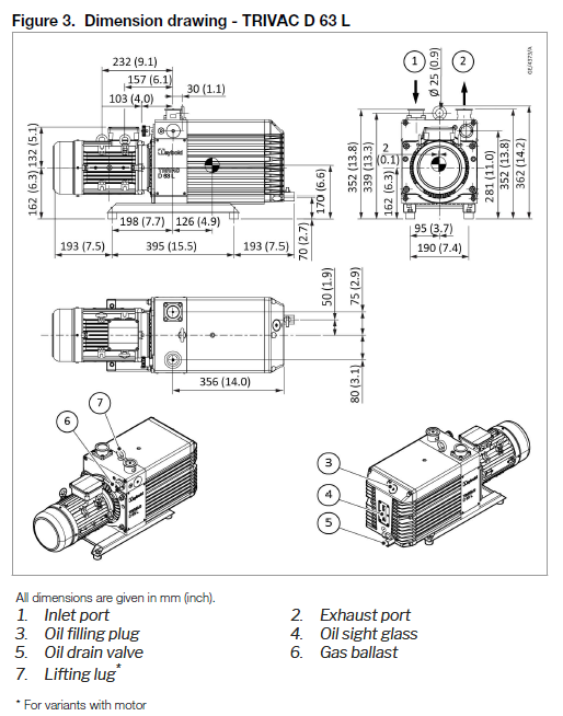 Trivac D63L Dimension Drawing